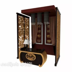 Classic Console Table With Cabinet And Screen 3d model