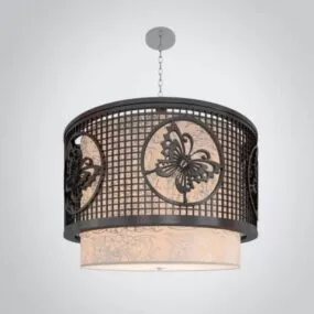 Cylinder Carved Ceiling Lamp Chandelier 3d model
