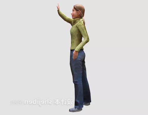 Character Woman Wave Pose 3d model Character Woman Wave Pose 3d model