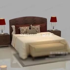 Chic Double Bed Set 3d model