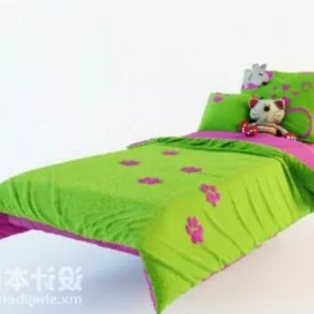 Realistic Children Single Bed 3d model