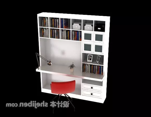 Chinese Bookshelf Wooden 3d model