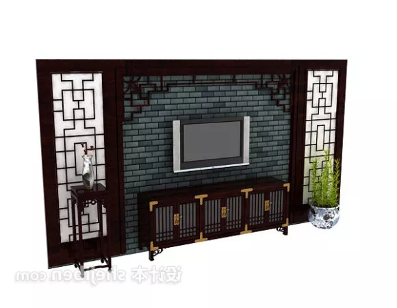 Console Table With A Chair Chinese Furniture 3d model