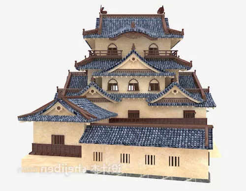 Medieval Castle With Warrior 3d model