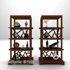 Chinese Brown Bogu Wine Rack 3d model