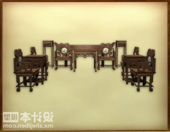 Chinese Classical Living Room Furniture 3d model Chinese Classical Living Room Furniture 3d model