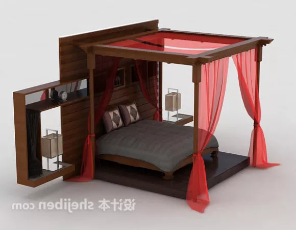 Rustic Bed Set 3d model