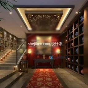 Chinese Clubhouse With Cabinet 3d model