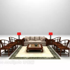 Chinese Combination Sofa Chair Carpet 3d model