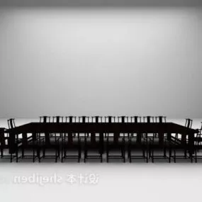 Chinese Large Conference Table Chairs Set 3d model