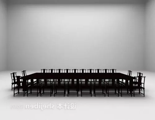 Chinese Large Conference Table Chairs Set 3d model Chinese Large Conference Table Chairs Set 3d model
