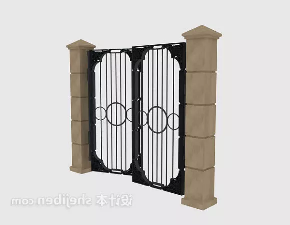 Fence With Rails 3d model