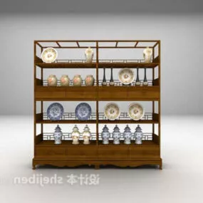 Chinese Wooden Display Cabinet V2 3d model