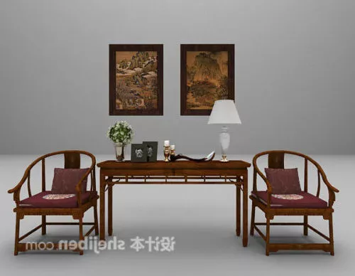 Chinese Four Paintings With Text 3d model