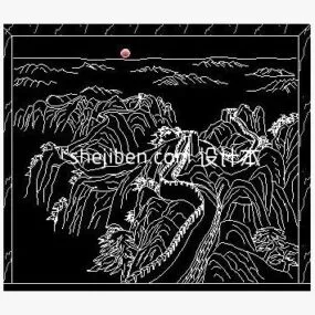 Chinese Vintage Painting Black White Style 3d model