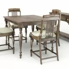 Chinese Home Dining Table And Chairs 3d model