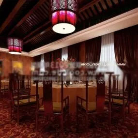 Chinese Hotel Room Classic Interior Scene 3d model