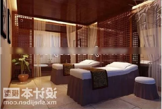 Double Bed Modern Platform With Nightstand 3d model