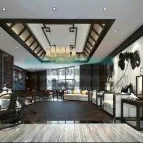 Chinese Living Room Interior Scene Decoration 3d model