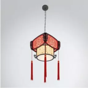 Chinese Vintage Carved Chandelier 3d model