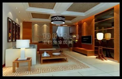 Chinese Wood Modern Living Room 3d model Chinese Wood Modern Living Room 3d model