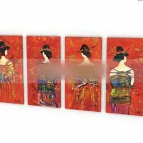 Chinese Traditional Girl Painting 3d model