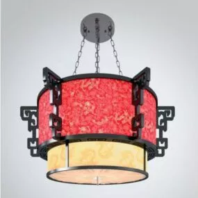 Chinese Red Ceiling Chandelier 3d model