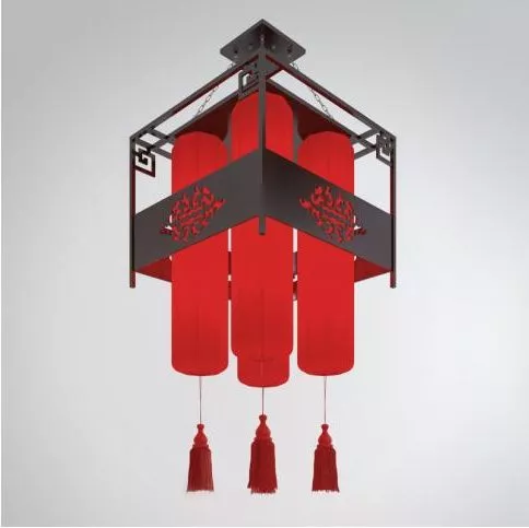 Chinese Red Chandelier Retro Style 3d model Chinese Red Chandelier Retro Style 3d model