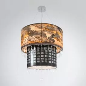 Chinese Round Double Layer Chandelier 3d model