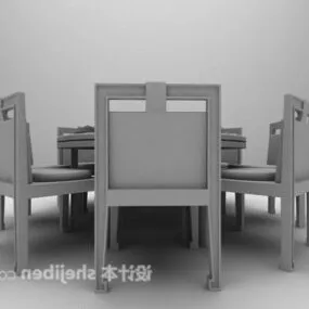 Chinese Wooden Round Dinning Table 3d model