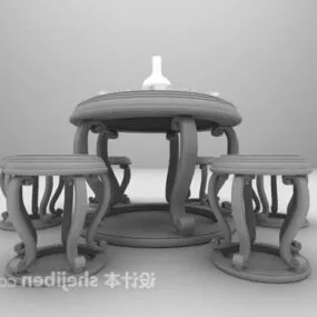 Chinese Round Table Round Stool 3d model