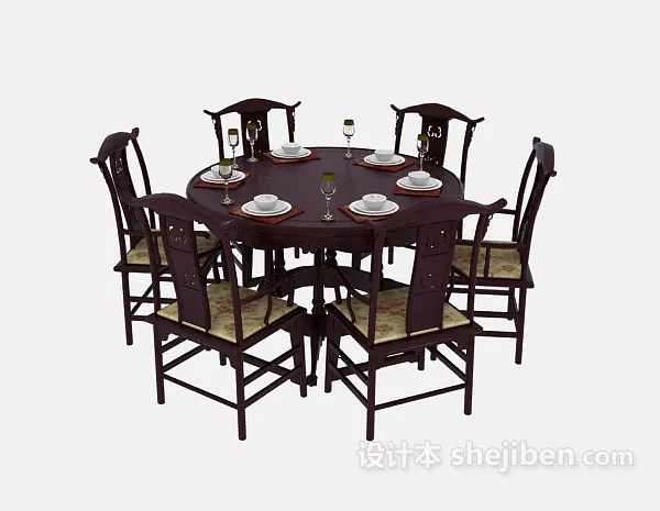 Chinese Small Round Dining Table 3d model Chinese Small Round Dining Table 3d model