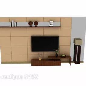 Wood Style Tv Wall 3d model