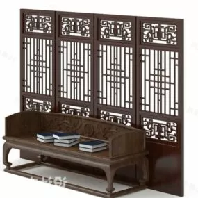 Chinese Style Daybed 3d model