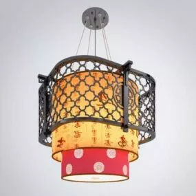 Chinese Chandelier Round Shade 3d model