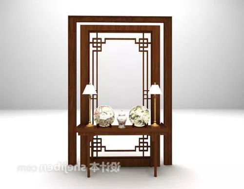 Chinese Style Entrance Table With Screen Decor 3d model Chinese Style Entrance Table With Screen Decor 3d model