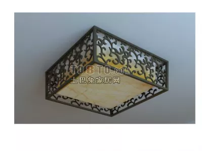 Chinese Carved Square Lamp 3d model Chinese Carved Square Lamp 3d model