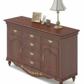 Chinese Antique Wooden Entrance Cabinet 3d model