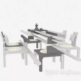 White Table And Chairs Furniture 3d model