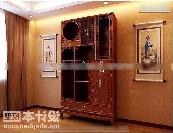 Wardrobe Cabinet Multiple Door Drawers 3d model