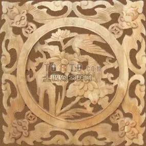 Chinese Wood Carved Panel 3d model