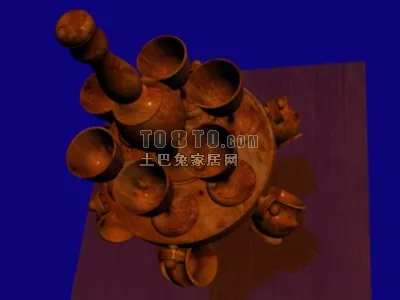 Art Vase Sculpture On Wood Stand 3d model