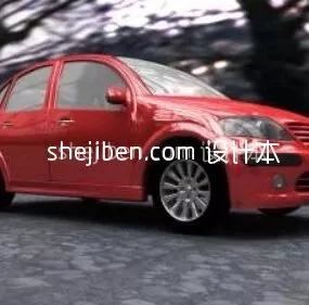Citroen Red Sedan Car 3d model