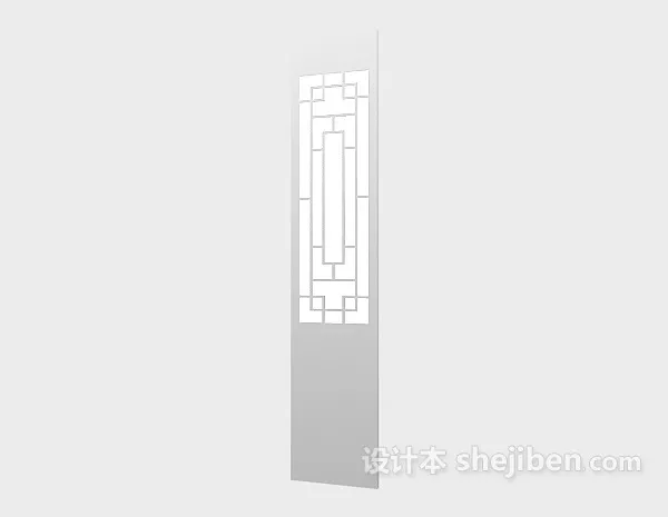 Carved Wood Door With Handle 3d model