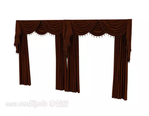 Curtain Two Layer With Top Panel 3d model