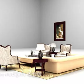 Classic European Sofa Chair Set 3d model