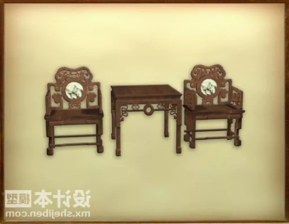 Classic Antique Chair Table Furniture 3d model Classic Antique Chair Table Furniture 3d model