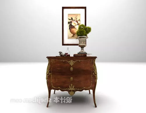 Classic Style Wooden Bedside Table 3d model Classic Style Wooden Bedside Table 3d model