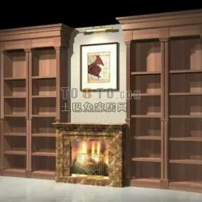 Wooden Wall Cabinet With Painting Decoration 3d model