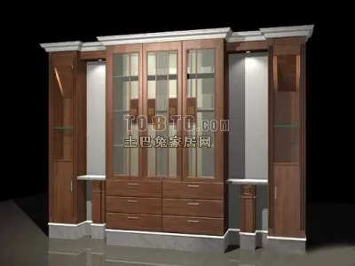 Classic Wine Cabinet European Style 3d model